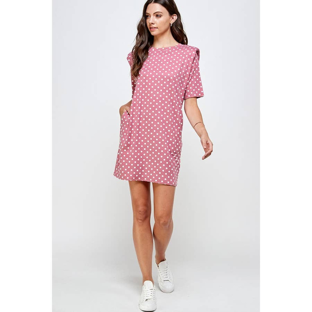 New! MAUVE POLKA DOT DRESS
